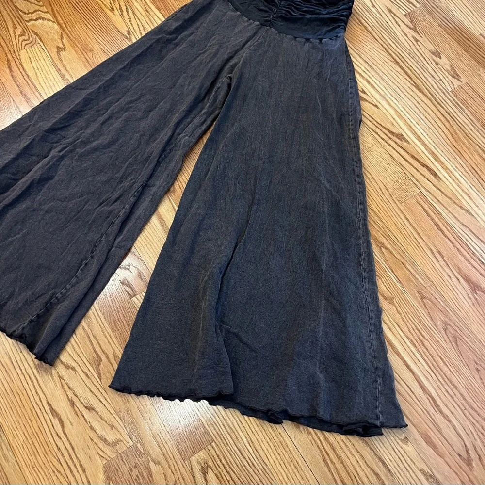 Free People Jayla Ruched Wide Leg Pants Washed Black FP One Women’s Wide Leg M - Picture 4 of 8